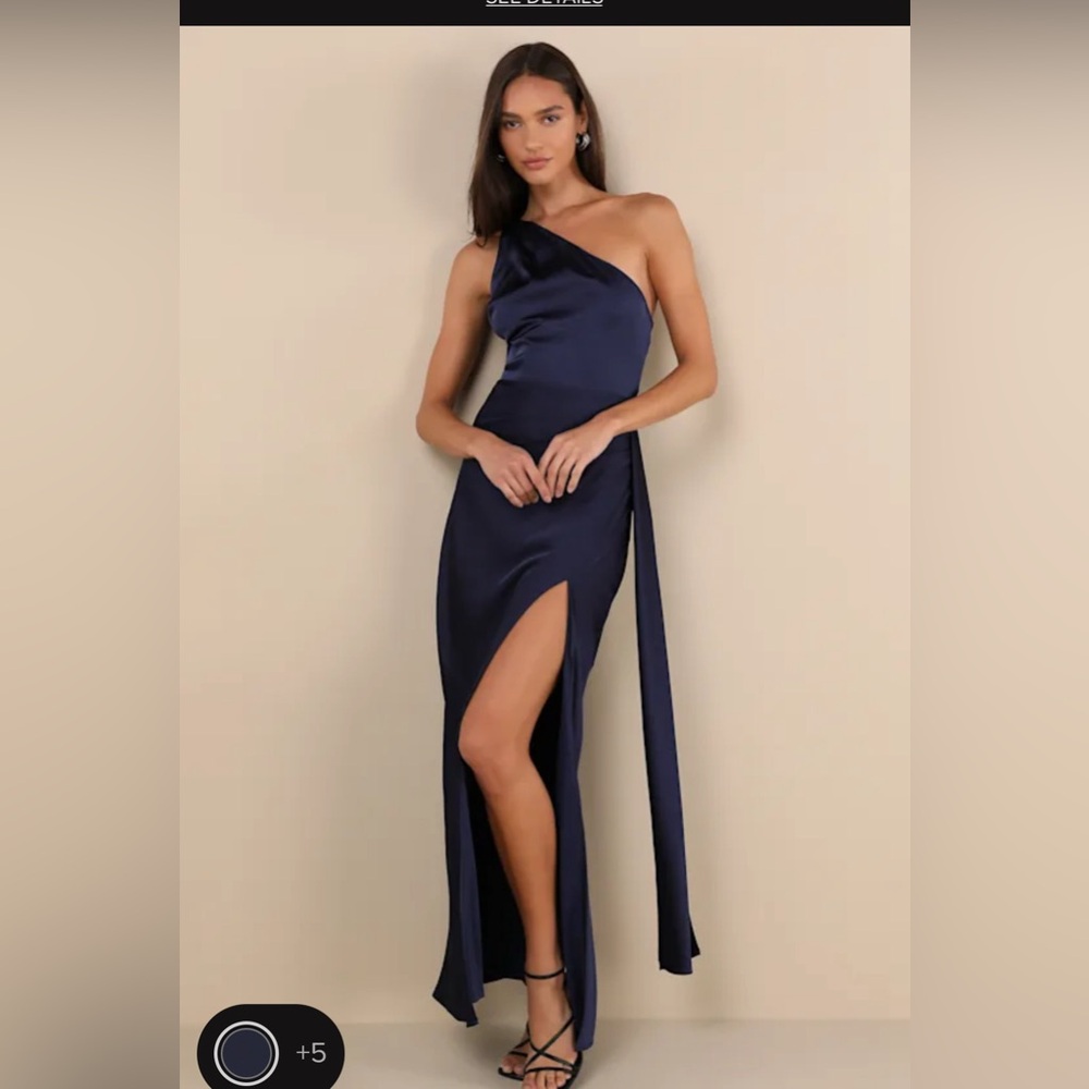 Formal One Shoulder Satin Maxi Dress - XS